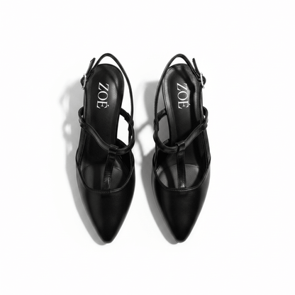 Tacones Negro Charol 15094 Hebilla Slingback Tacón Alto Punta Fina Costa Rica - ZOÉ BRAND 2026 BLACK clásico