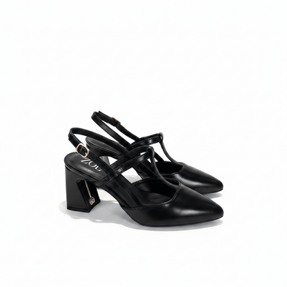 Tacones Negro Charol 15094 Hebilla Slingback Tacón Alto Punta Fina Costa Rica - ZOÉ BRAND 2026 BLACK clásico