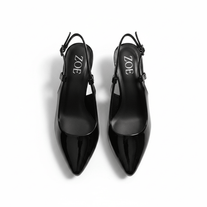 Tacones Negro Charol 15096 Punta Fina Slingback de mujer Costa Rica - ZOÉ BRAND 2026 BLACK charol