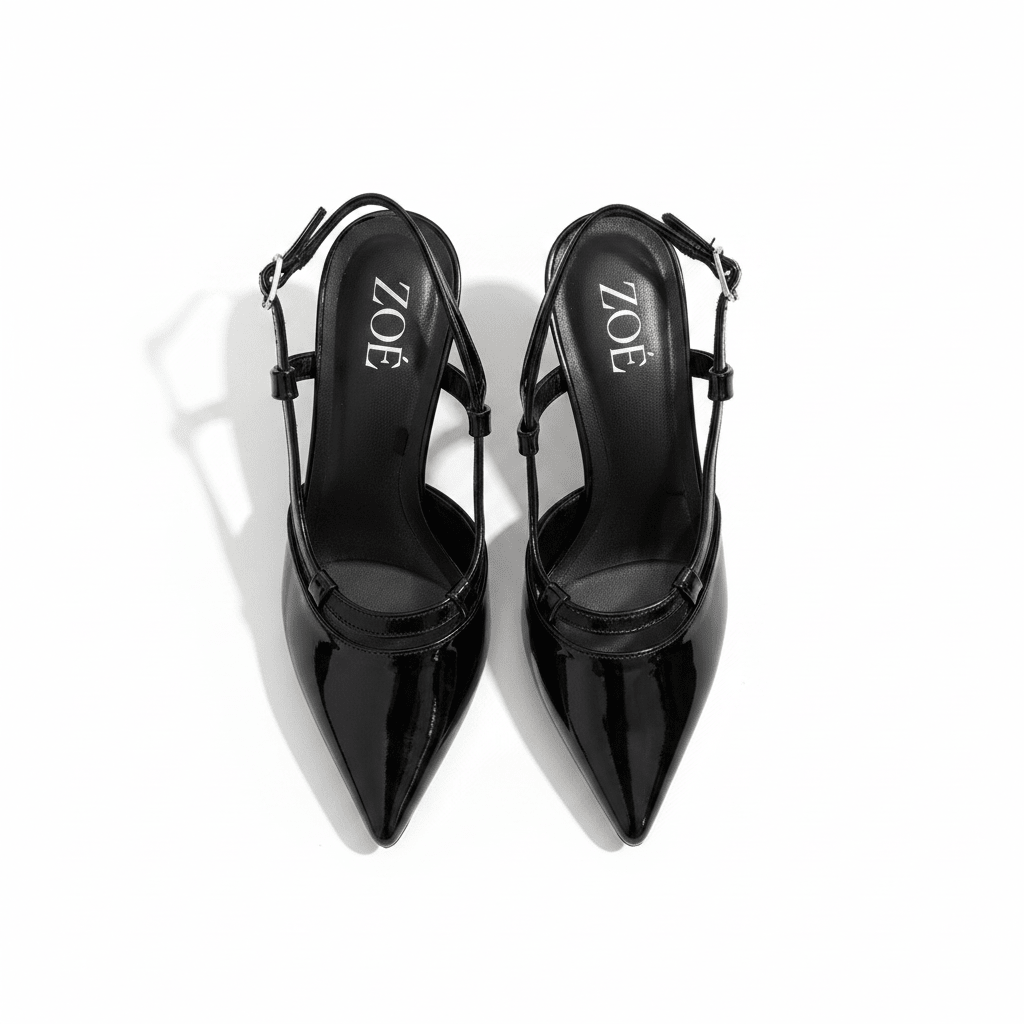 Tacones Negro Charol 15098 Punta Fina Slingback de mujer Costa Rica - ZOÉ BRAND 2026 BLACK charol
