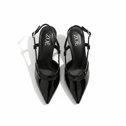 Tacones Negro Charol 15098 Punta Fina Slingback de mujer Costa Rica - ZOÉ BRAND 2026 BLACK charol