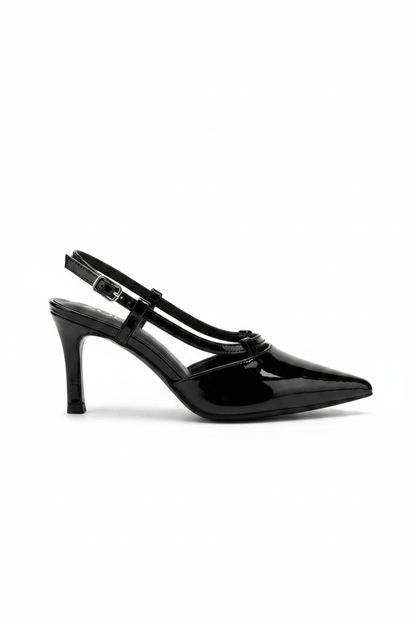 Tacones Negro Charol 15098 Punta Fina Slingback de mujer Costa Rica - ZOÉ BRAND 2026 BLACK charol