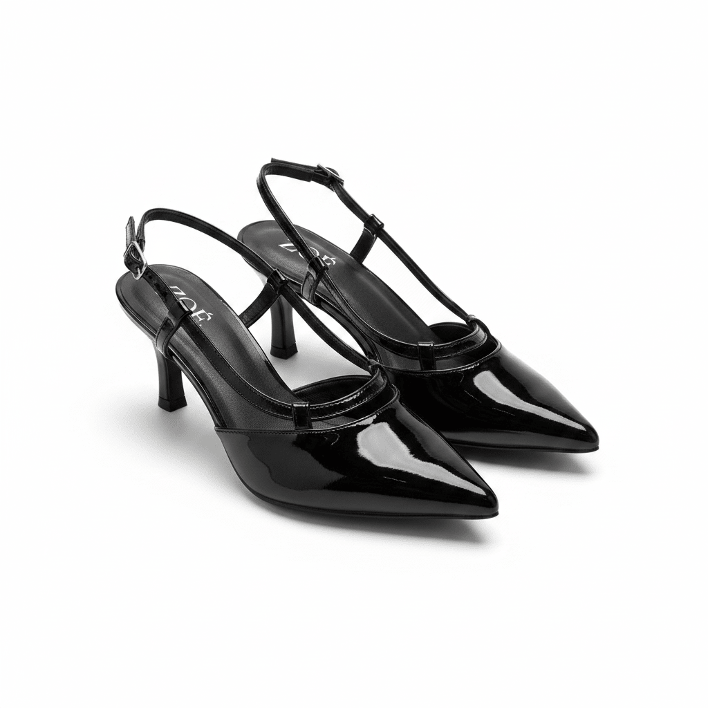 Tacones Negro Charol 15098 Punta Fina Slingback de mujer Costa Rica - ZOÉ BRAND 2026 BLACK charol