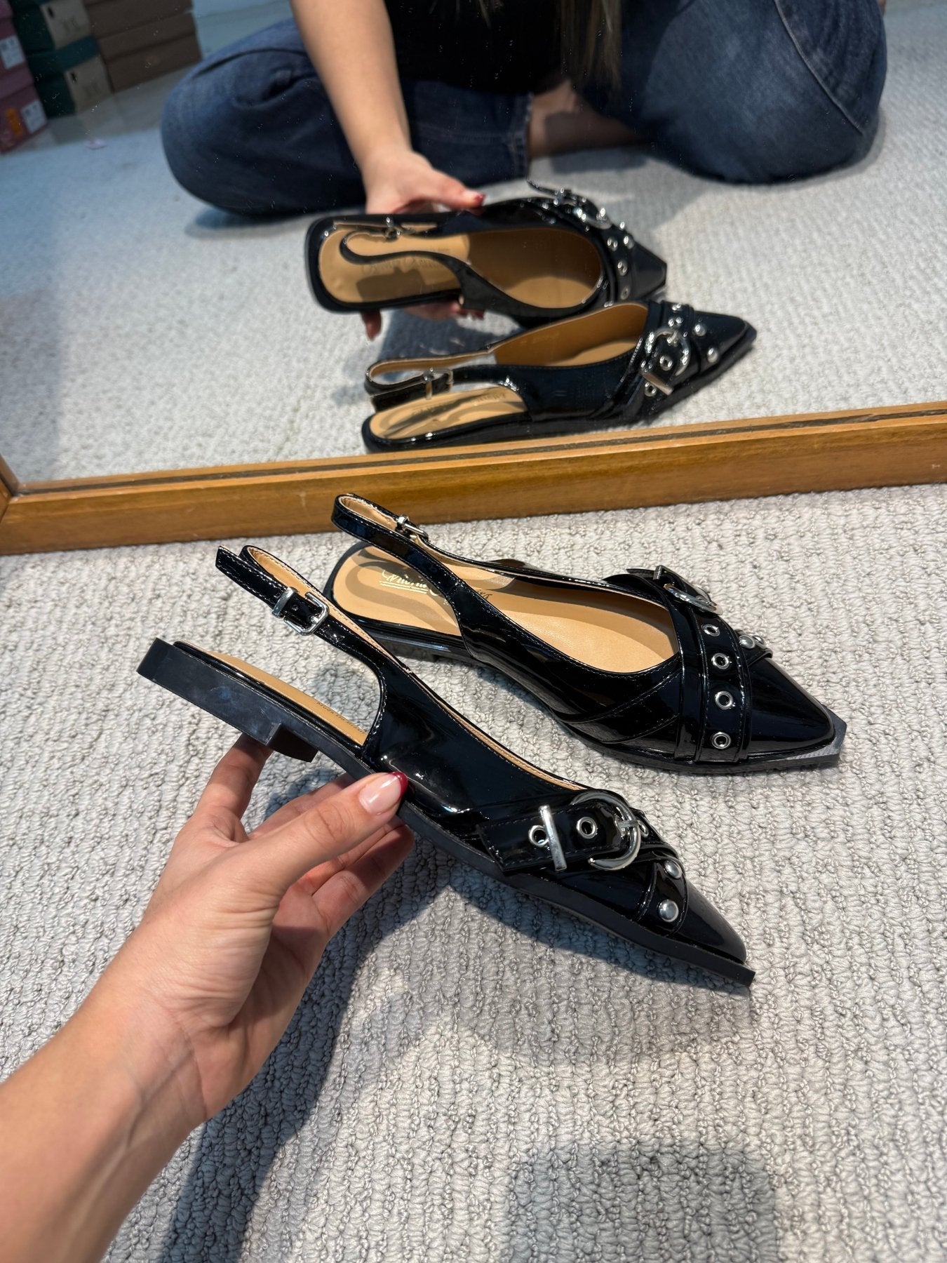 Tacones Negros 14095 Hebillas Slingback Casual de mujer Zoé Brand Costa Rica - ZOÉ BRAND 2025 bailarinas charol