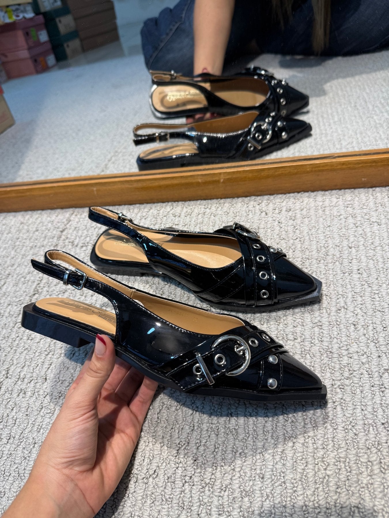 Tacones Negros 14095 Hebillas Slingback Casual de mujer Zoé Brand Costa Rica - ZOÉ BRAND 2025 bailarinas charol