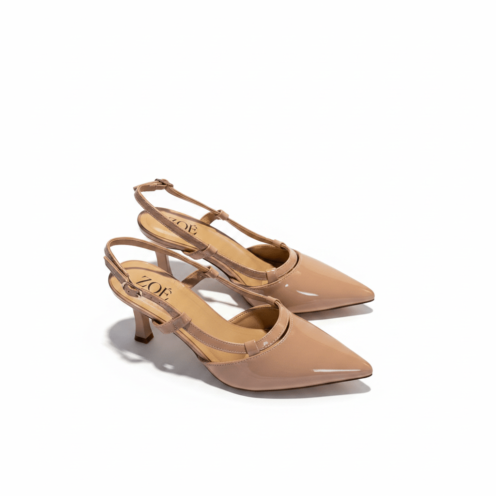 Tacones Nude 15099 Punta Fina Slingback de mujer Costa Rica - ZOÉ BRAND 2026 charol clásico