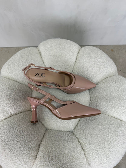 Tacones Nude 15099 Punta Fina Slingback de mujer Costa Rica - ZOÉ BRAND 2026 charol clásico