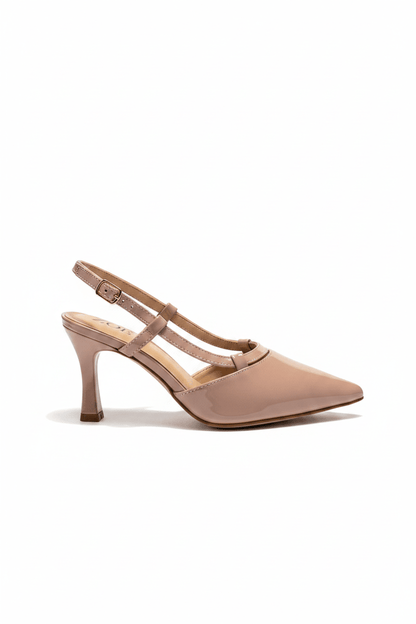 Tacones Nude 15099 Punta Fina Slingback de mujer Costa Rica - ZOÉ BRAND 2026 charol clásico