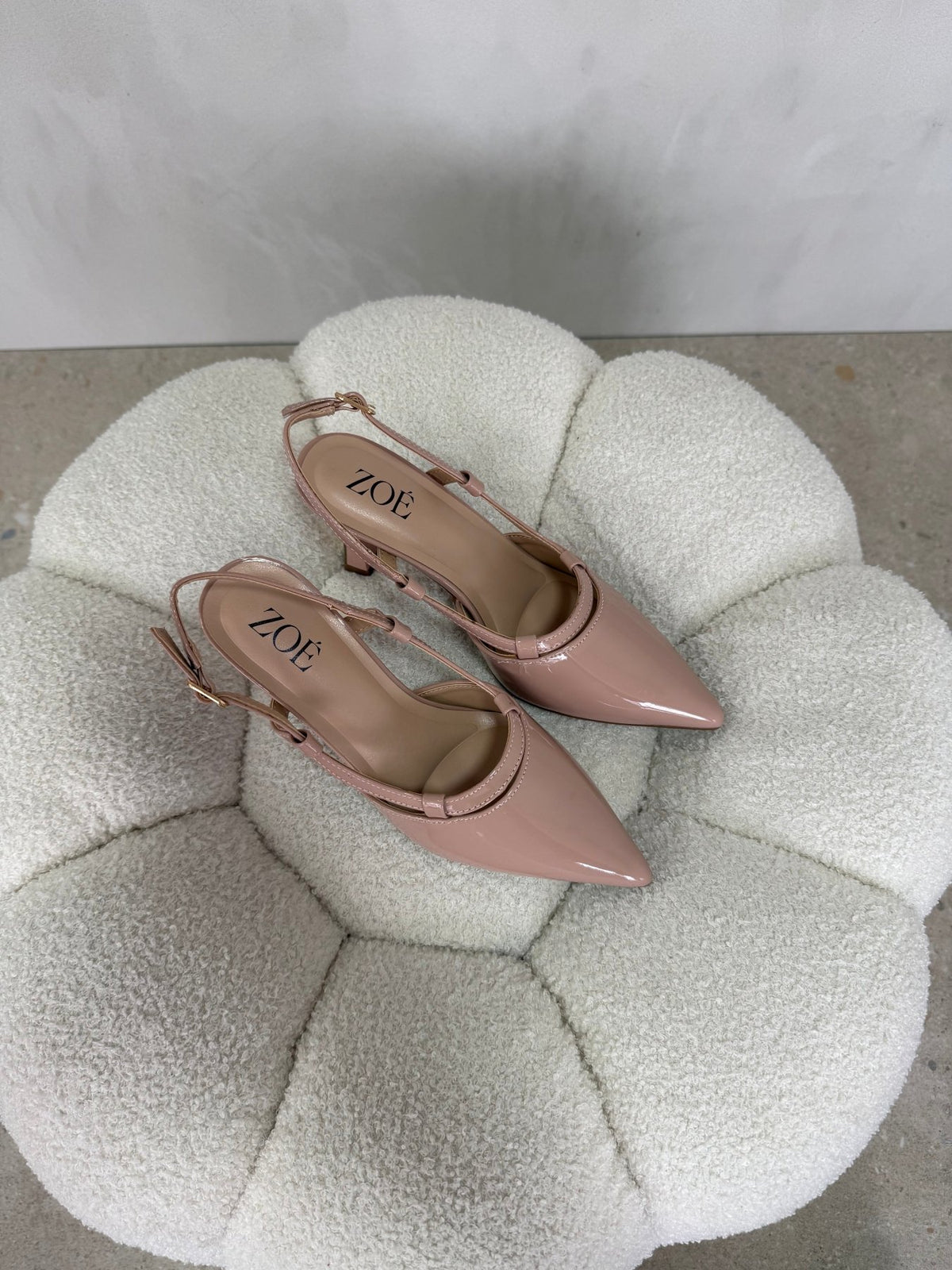 Tacones Nude 15099 Punta Fina Slingback de mujer Costa Rica - ZOÉ BRAND 2026 charol clásico