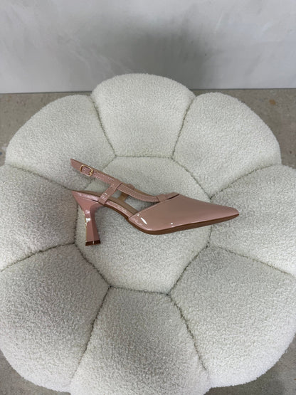 Tacones Nude 15099 Punta Fina Slingback de mujer Costa Rica - ZOÉ BRAND 2026 charol clásico