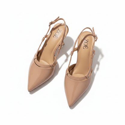Tacones Nude 15099 Punta Fina Slingback de mujer Costa Rica - ZOÉ BRAND 2026 charol clásico