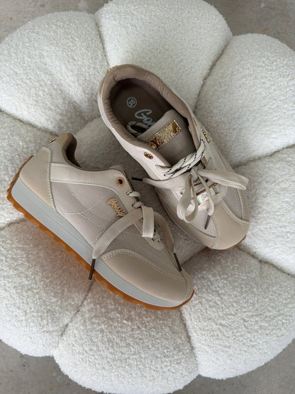Tenis Beige Gamuza Plataforma 14815 De cordones Casual de mujer Zoé Brand Costa Rica
