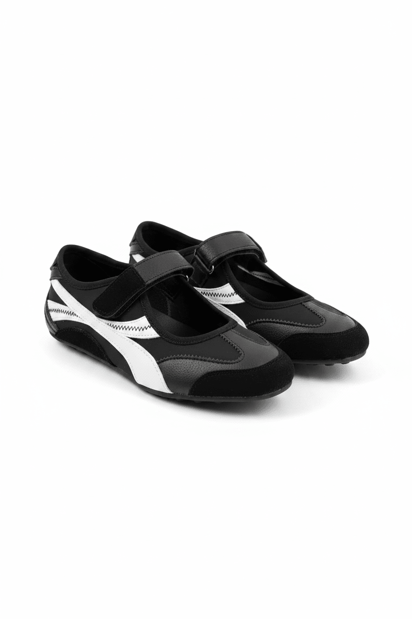 Tenis Negro Blanco Gamuza 14817 Velcro Mary Jane Casual de mujer Zoé Brand Costa Rica