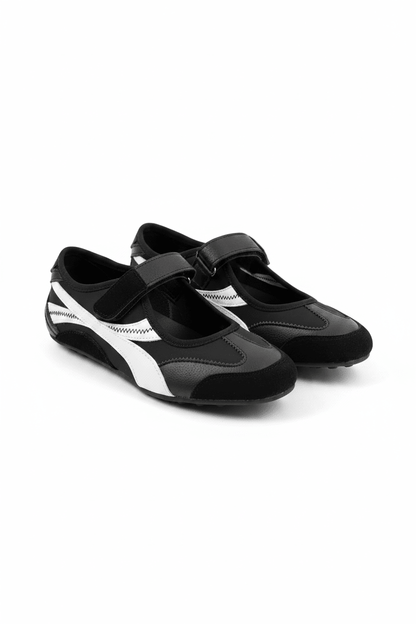 Tenis Negro Blanco Gamuza 14817 Velcro Mary Jane Casual de mujer Zoé Brand Costa Rica