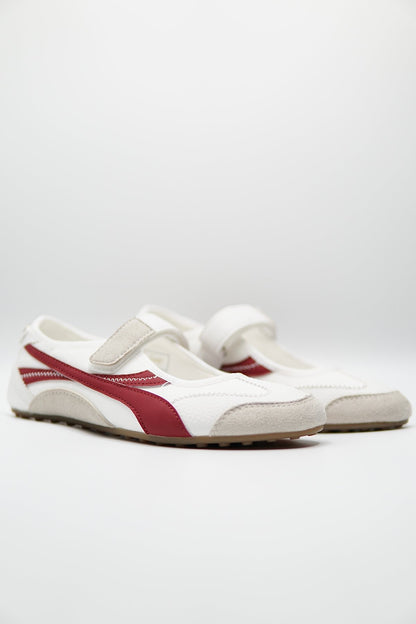 Tenis Blanco Rojo Gamuza 14818 Velcro Mary Jane Casual de mujer Zoé Brand Costa Rica