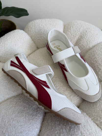 Tenis Blanco Rojo Gamuza 14818 Velcro Mary Jane Casual de mujer Zoé Brand Costa Rica