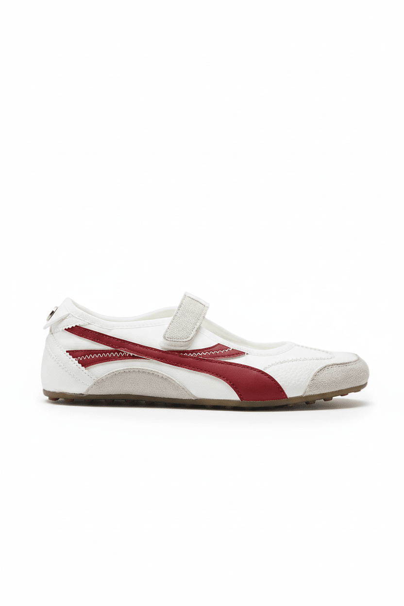 Tenis Blanco Rojo Gamuza 14818 Velcro Mary Jane Casual de mujer Zoé Brand Costa Rica