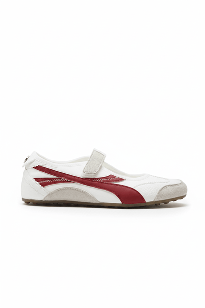 Tenis Blanco Rojo Gamuza 14818 Velcro Mary Jane Casual de mujer Zoé Brand Costa Rica