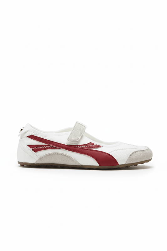 Tenis Blanco Rojo Gamuza 14818 Velcro Mary Jane Casual de mujer Zoé Brand Costa Rica