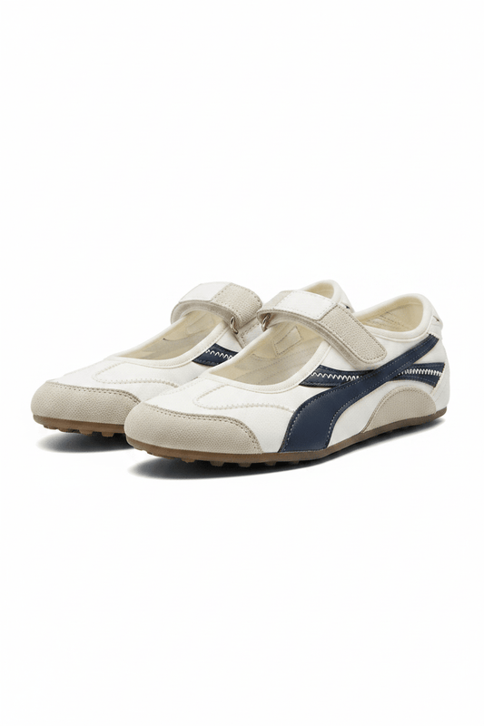 Tenis Blanco Azul Marino Gamuza 14819 Velcro Mary Jane Casual de mujer Zoé Brand Costa Rica