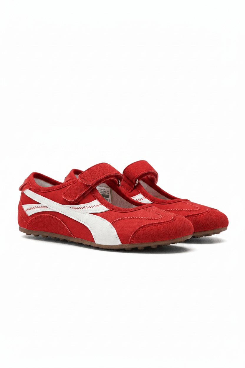 Tenis Rojo Blanco Gamuza 14820 Velcro Mary Jane Casual de mujer Zoé Brand Costa Rica