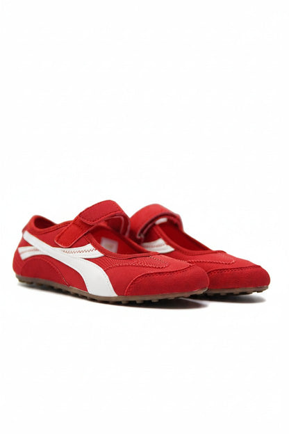 Tenis Rojo Blanco Gamuza 14820 Velcro Mary Jane Casual de mujer Zoé Brand Costa Rica