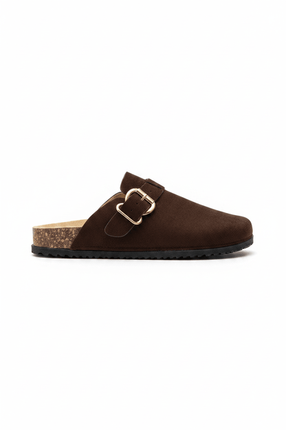 Zuecos Café Gamuza 14858 Hebilla Casual de mujer Zoé Brand Costa Rica