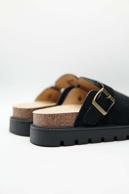Zuecos Negro Gamuza 14860 Plataforma Hebilla Casual de mujer Zoé Brand Costa Rica