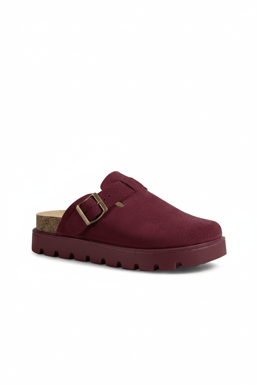 Zuecos Burdeos Gamuza 14862 Plataforma Hebilla Casual de mujer Zoé Brand Costa Rica