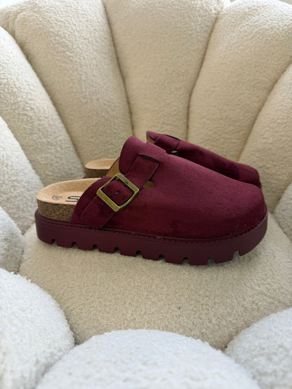 Zuecos Burdeos Gamuza 14862 Plataforma Hebilla Casual de mujer Zoé Brand Costa Rica - ZOÉ BRAND 2026 burgundy gamuza