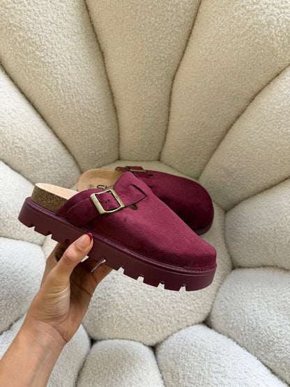 Zuecos Burdeos Gamuza 14862 Plataforma Hebilla Casual de mujer Zoé Brand Costa Rica - ZOÉ BRAND 2026 burgundy gamuza