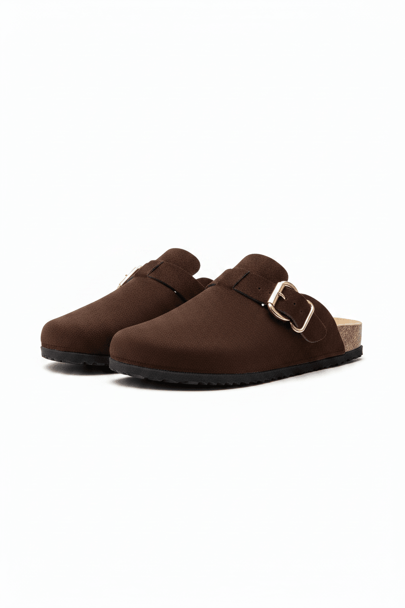 Zuecos Café Gamuza 14858 Hebilla Casual de mujer Zoé Brand Costa Rica