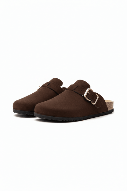 Zuecos Café Gamuza 14858 Hebilla Casual de mujer Zoé Brand Costa Rica
